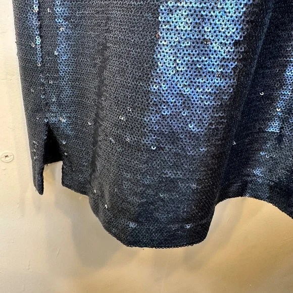 Moulinette Soeurs Antro Sequined Interstellar Navy Jewel Tone Tunic Shirt Dress - Picture 10 of 15